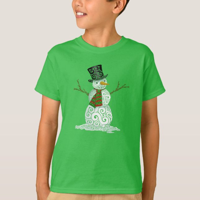T-shirt Joyeux Snowman Tourbillonnant (Devant)