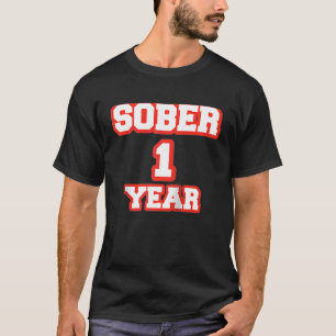 T-shirt Joyeux Sober 1 an Cool Anniversaire Sobriété Rouge