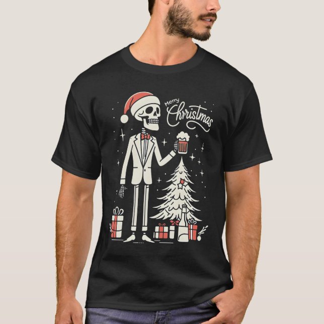 T-shirt Joyeux squelette de Noël (Devant)