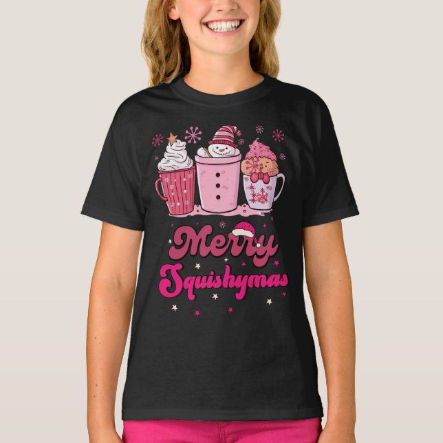 T-shirt Joyeux Squishymas Pink Milshakes (Devant)