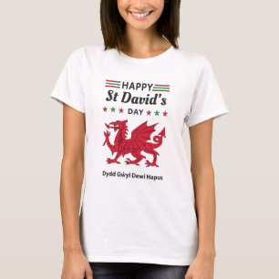 T-shirt Joyeux St David's Day Dydd Gala Gallois Dewi Hapus