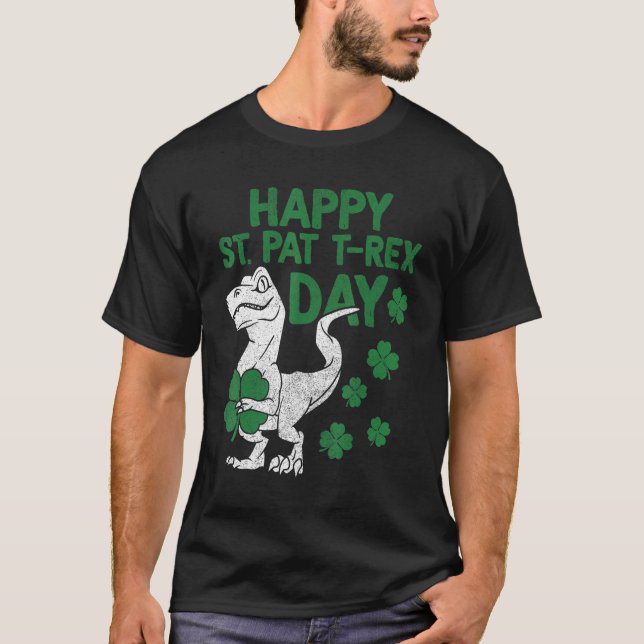 T-shirt Joyeux St Pat T rex Dinosaur Dino St patrick Iris (Devant)
