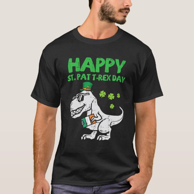 T-shirt Joyeux St Pat Trex Day S Irlandais Dino Saurus Tre (Devant)