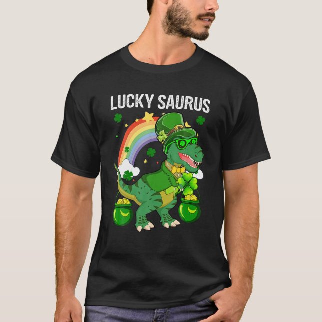 T-shirt Joyeux St Patrick Day Drôle Lucky Cute Saurus Avec (Devant)