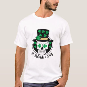 T-shirt Joyeux St Patrick Jour Crâne Squelette Leprechauns