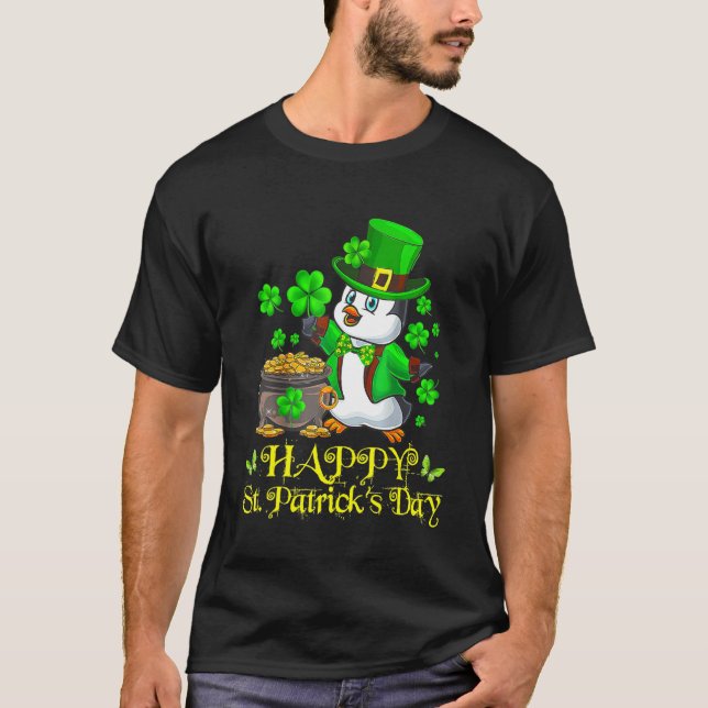 T-shirt Joyeux St Patrick S Day Penguin Cute Funny Irish 2 (Devant)