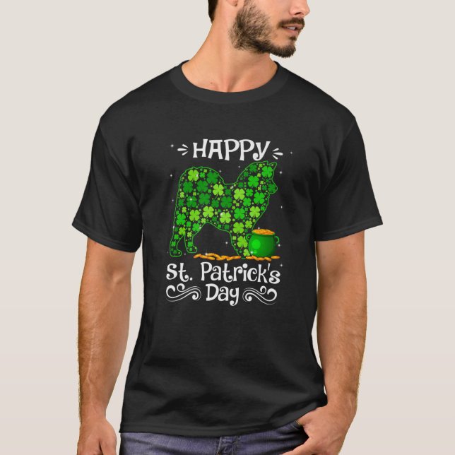 T-shirt Joyeux St Patrick's Day American Eskimo Dogs Shamr (Devant)