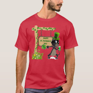 T-shirt Joyeux St Patrick's Day Chat noir Leprechaun Shamr