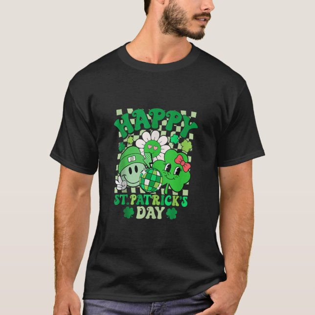 T-shirt Joyeux St Patrick's Day Disco Super Smile Face Sha (Devant)