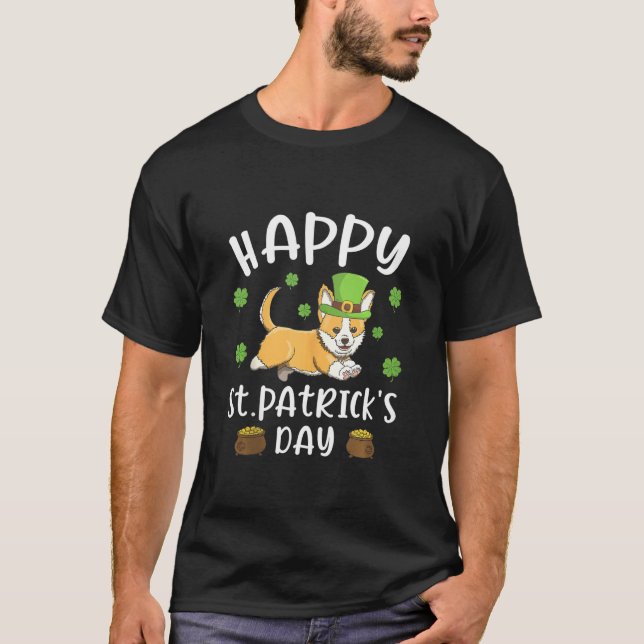 T-shirt Joyeux St Patrick's Day Funy Saint Patricks Corgi  (Devant)