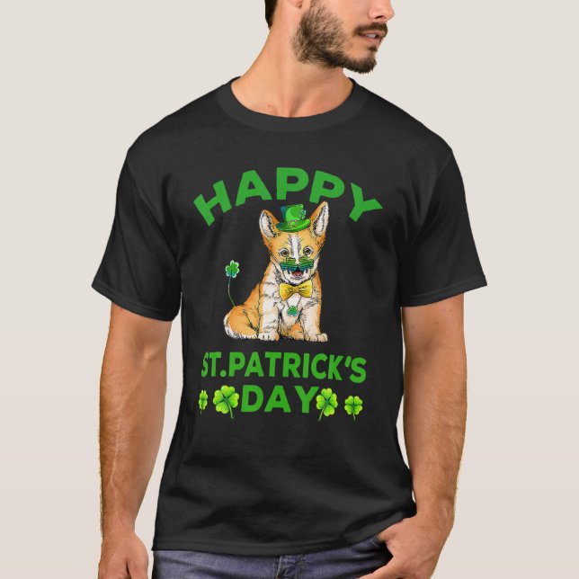 T-shirt Joyeux St Patrick's Day Funy Saint Patricks Corgi  (Devant)