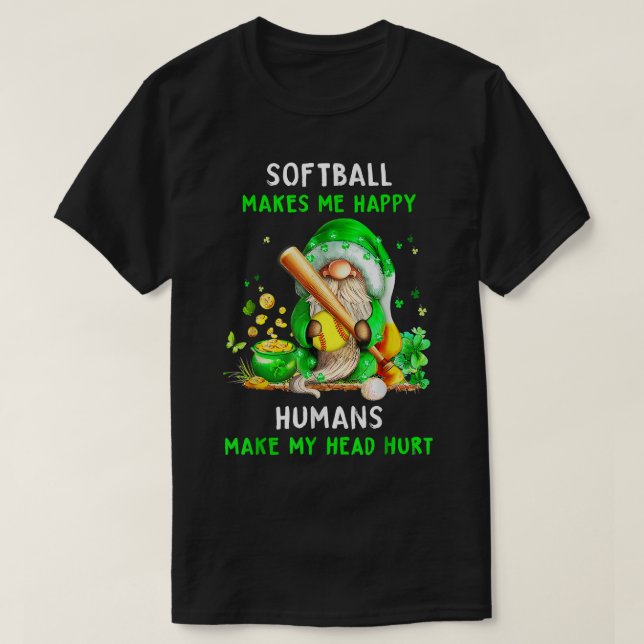 T-shirt Joyeux St Patrick's Day Gnome Shamrock avec Softba (Design devant)