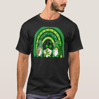 T-shirt Joyeux St Patrick's Day Gnomes Rainbow Lucky Clove