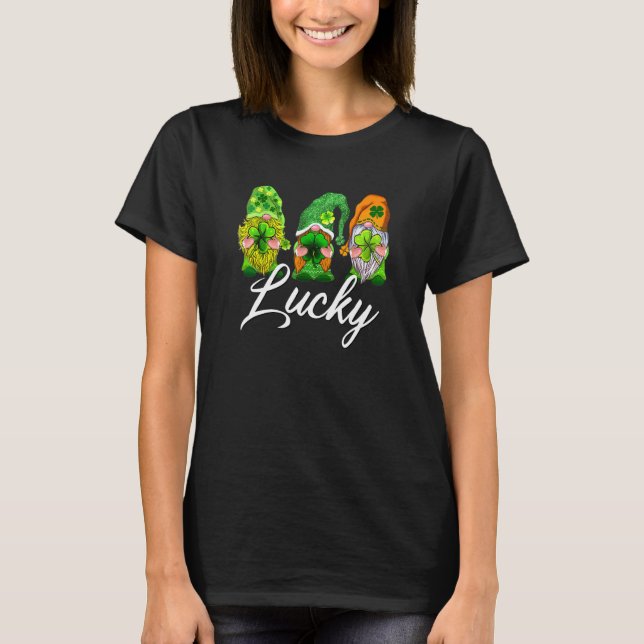 T-shirt Joyeux St Patrick's Day Trois Gnomes Lucky Green S (Devant)