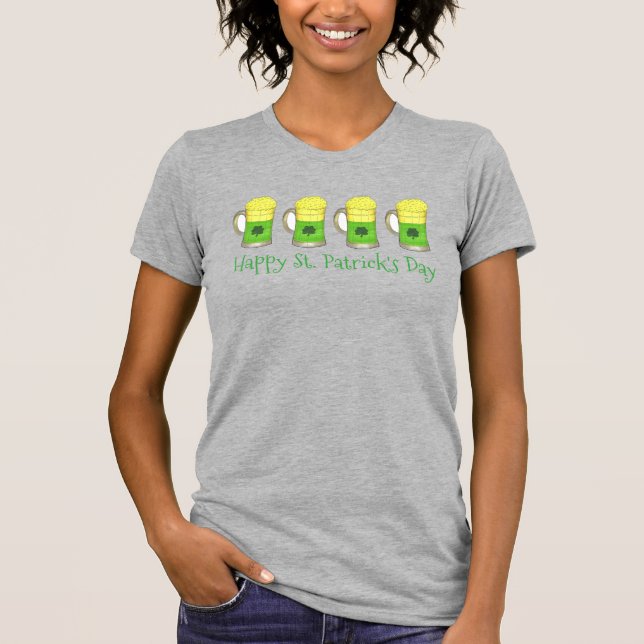 T-shirt Joyeux St Patrick's Paddy's Day Green Beer Mugs Te (Devant)