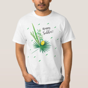 T-shirt Joyeux Sukkot Lulav et Motif d'aquarelle Etrog
