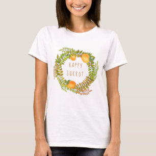 T-shirt Joyeux Sukkoth citrons saule et germe de feuilles