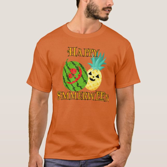 T-shirt Joyeux Summerween Pastèque Été Ananas Hallo (Devant)