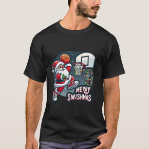 T-shirt Joyeux Swishmas Drôle Noël Père Noël Basketball Pl