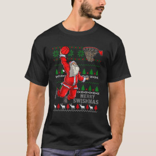 T-shirt Joyeux Swishmas Père Noël Basketball Ball laide No