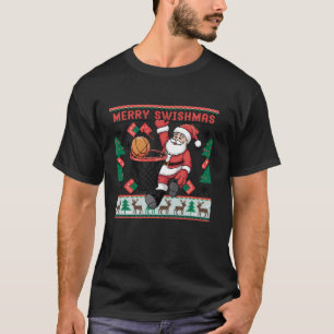 T-shirt Joyeux Swishmas Père Noël Joueur de basket-ball La