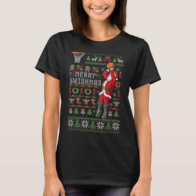 T-shirt Joyeux Swishmas vilain pull de Noël squelette Xmas (Devant)