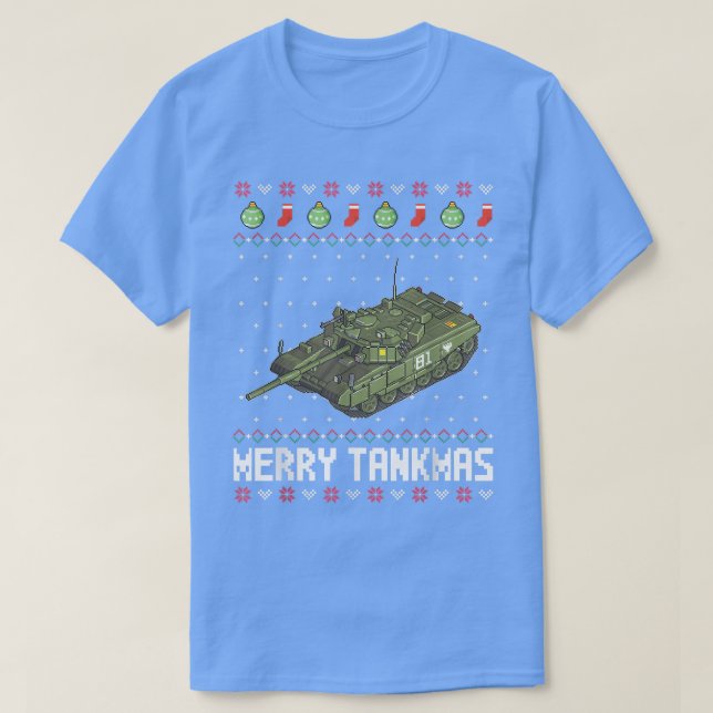 T-shirt Joyeux Tankmas de l'armée char de combat militaire (Design devant)
