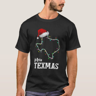 T-shirt Joyeux Texmas Texas State Christmas Light Outline 