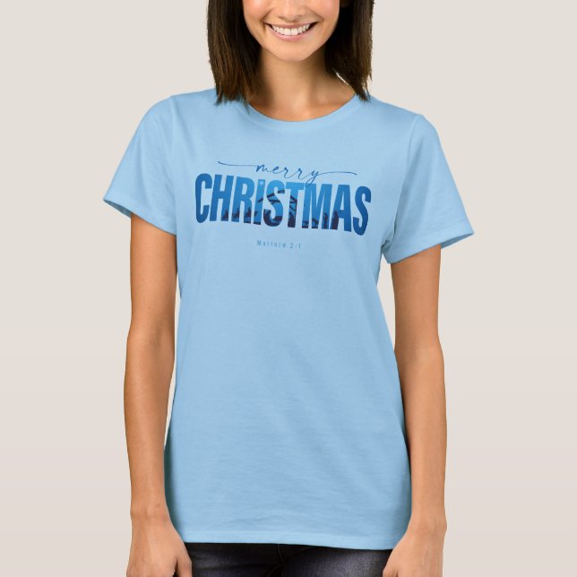 T-shirt Joyeux texte de réduction de la nativité de Noël (Devant)