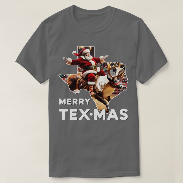 T-shirt Joyeux Textes Texas Noël Père Noël Reindeer Rodeo (Design devant)
