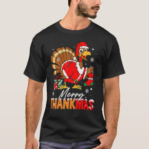 T-shirt Joyeux Thankmas Turquie Santa Hat Thanksgiving Chr
