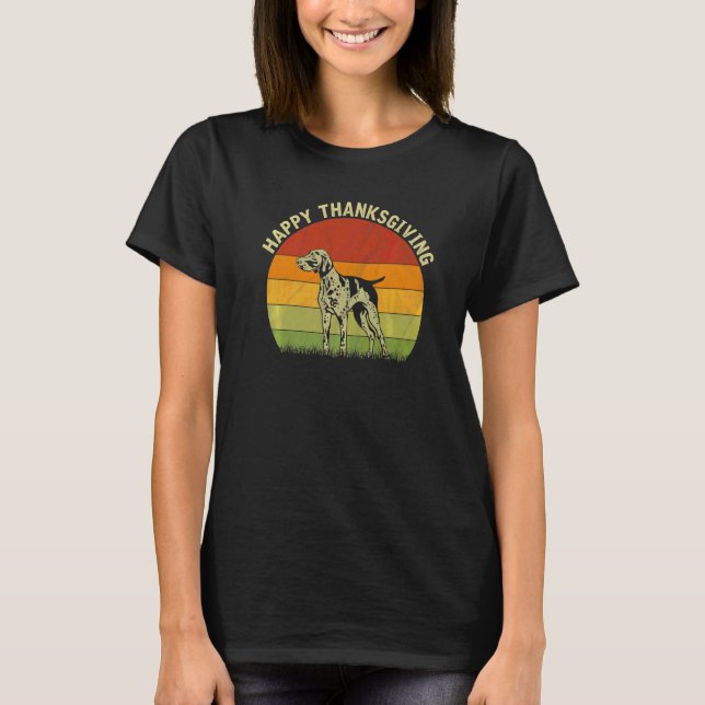 T-shirt Joyeux Thanksgiving Chien Pointer Allemand à poil  (Devant)