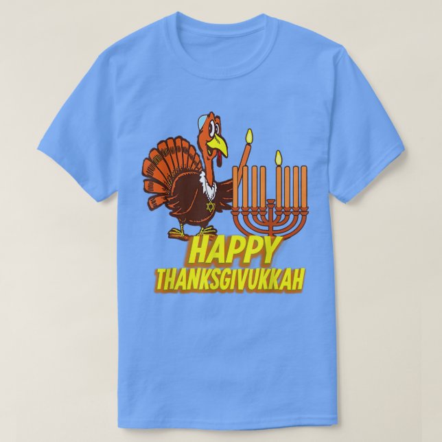 T-shirt Joyeux Thanksgivukkah Turquie Hanoukka Juifs festi (Design devant)