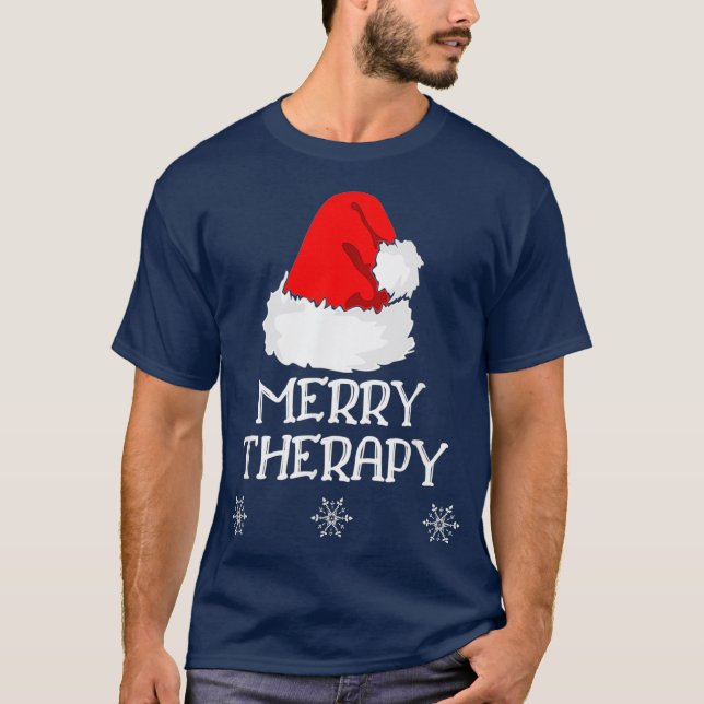 T-shirt Joyeux Thérapie Noël Physique ou Professionnel (Devant)