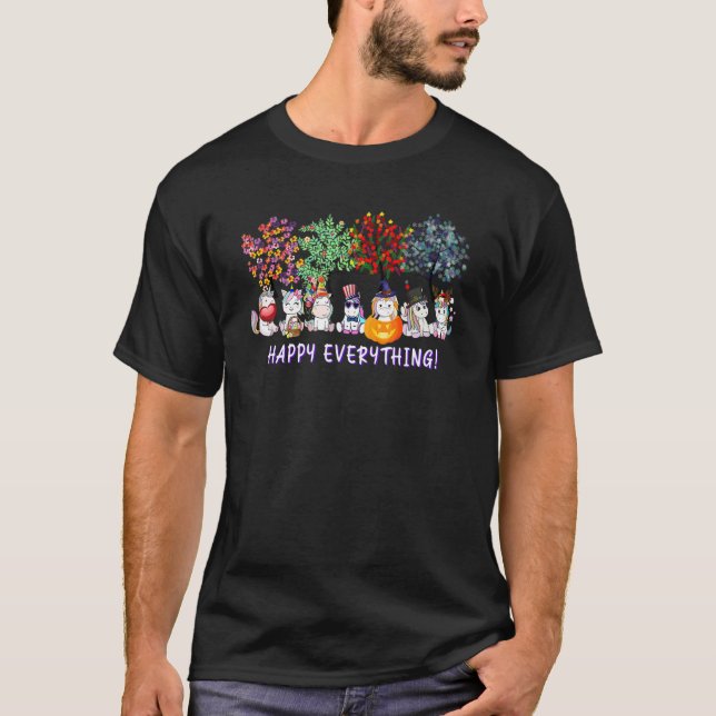 T-shirt Joyeux Tout Unicorn Saisons Toute L'Année Arbre (Devant)