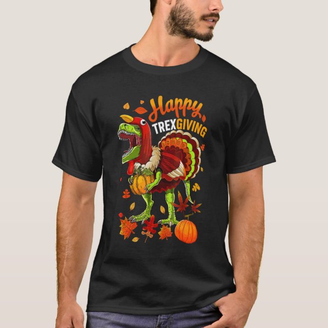 T-shirt Joyeux Trexgiving Thanksgiving Rex Dinosaur Turqui (Devant)