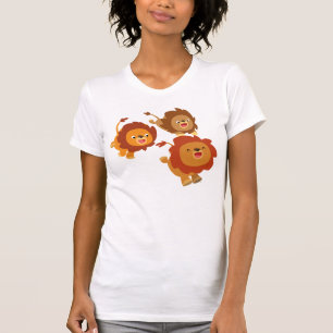 T-shirt Joyeux trio de mignonette caricature Lions femmes 
