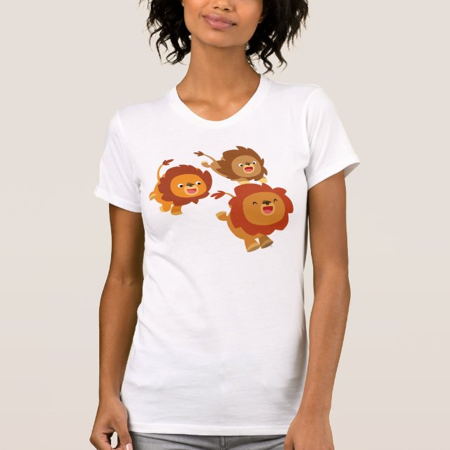 T-shirt Joyeux trio de mignonette caricature Lions femmes  (Devant)