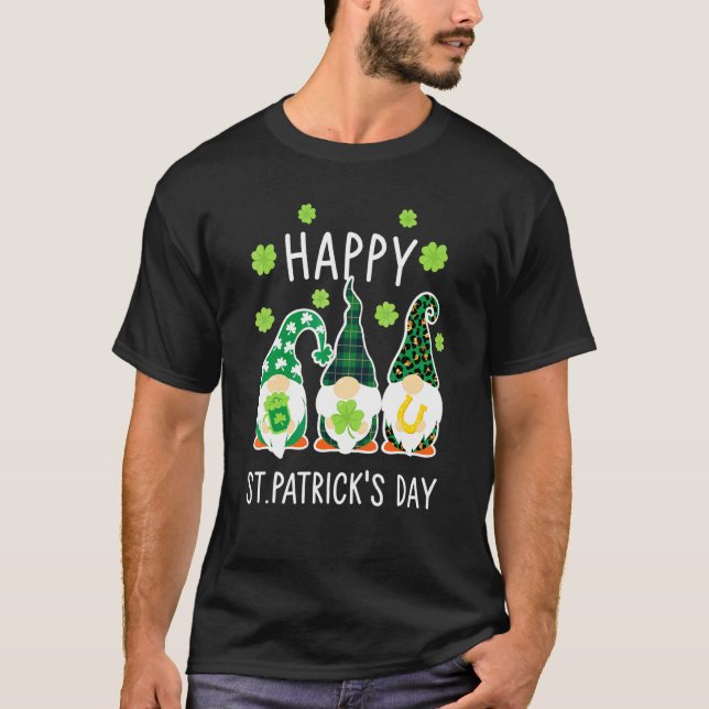 T-shirt Joyeux Trois Gnomes St Patrick's Day Green Buffalo (Devant)