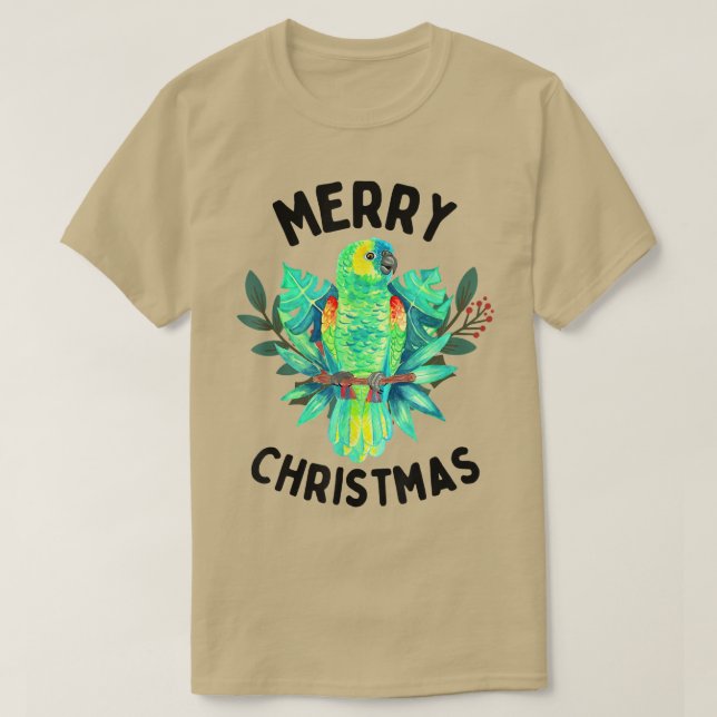 T-shirt Joyeux Tropical Christmas Amazon Parrot Amazon Aqu (Design devant)