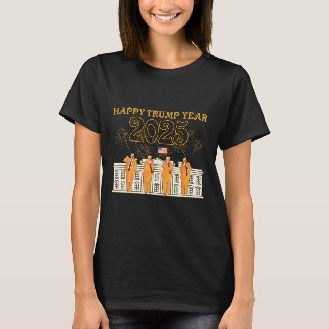 T-shirt Joyeux Trump Année Party 2025 Maison Blanche Nouve (Devant)