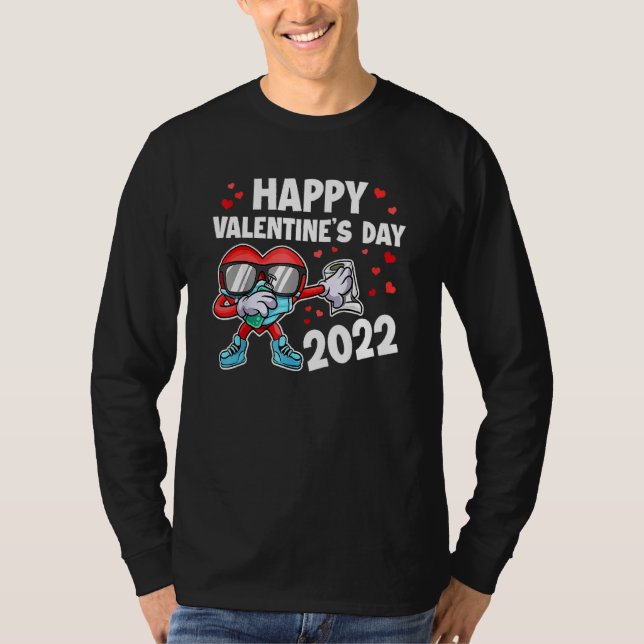 T-shirt Joyeux Valentin 2022 Dabbing Heart Dab Face M (Devant)
