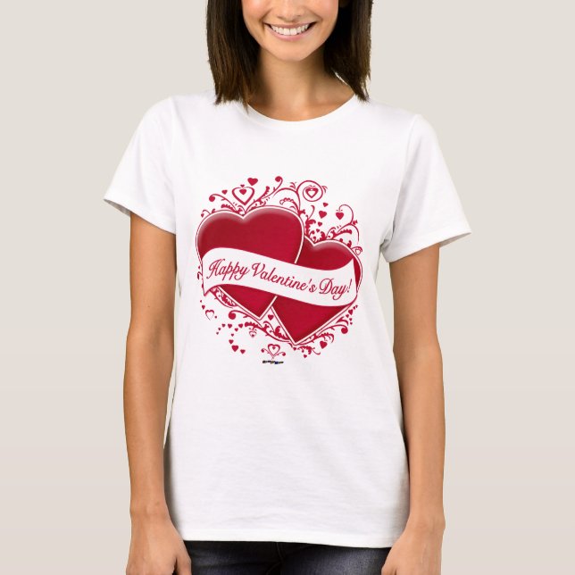 T-shirt Joyeux Valentine ! Red Hearts (Devant)
