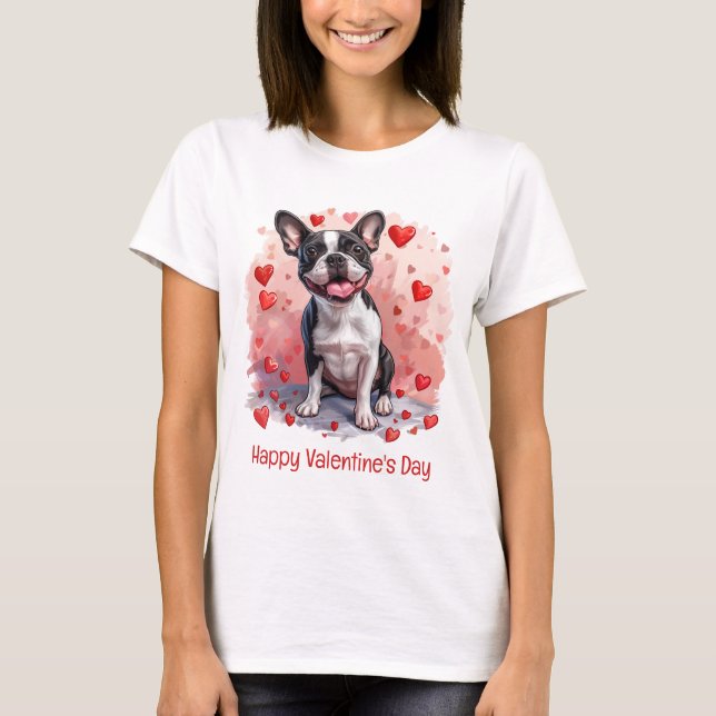 T-shirt Joyeux Valentines Day Boston Terrier Dog (Devant)