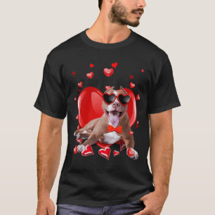 T-shirt Joyeux Valentines Day Pit Bull Dog V Day