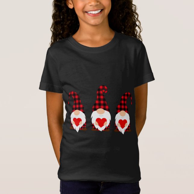 T-Shirt Joyeux Valentines Jour Aimer mignon Gnomes Coeur V (Devant)