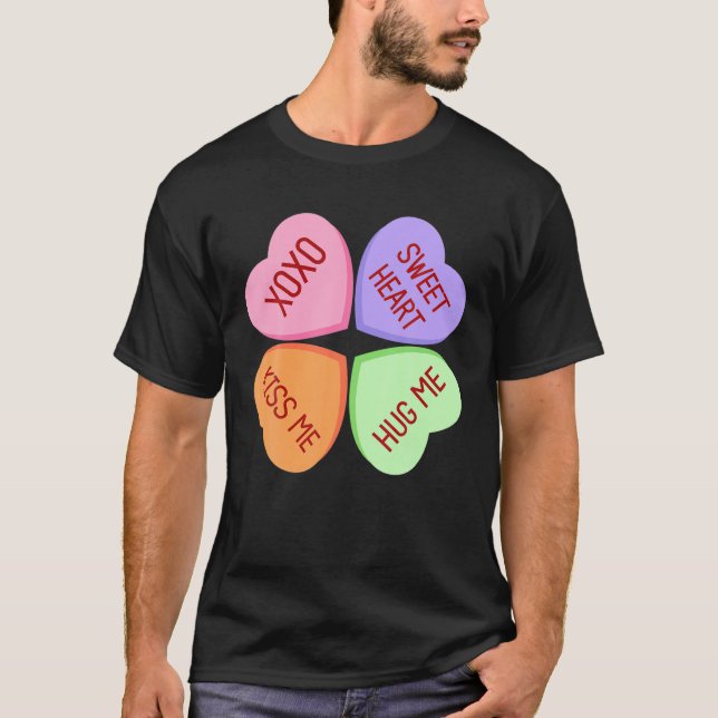 T-shirt Joyeux Valentines Jour Candy Coeurs de conversatio (Devant)