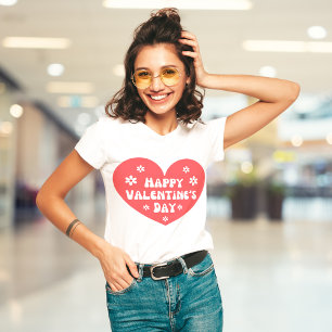 T-shirt joyeux valentines jour coeur rétro rouge fleurs bl