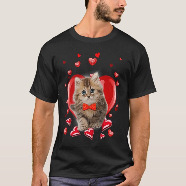 T-shirt Joyeux Valentines Jour Kitten Chat V Jour (Devant)