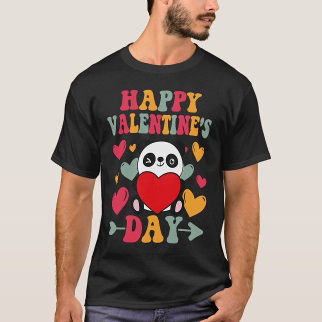 T-shirt Joyeux Valentines Jour Panda Coeur Amour Super (Devant)